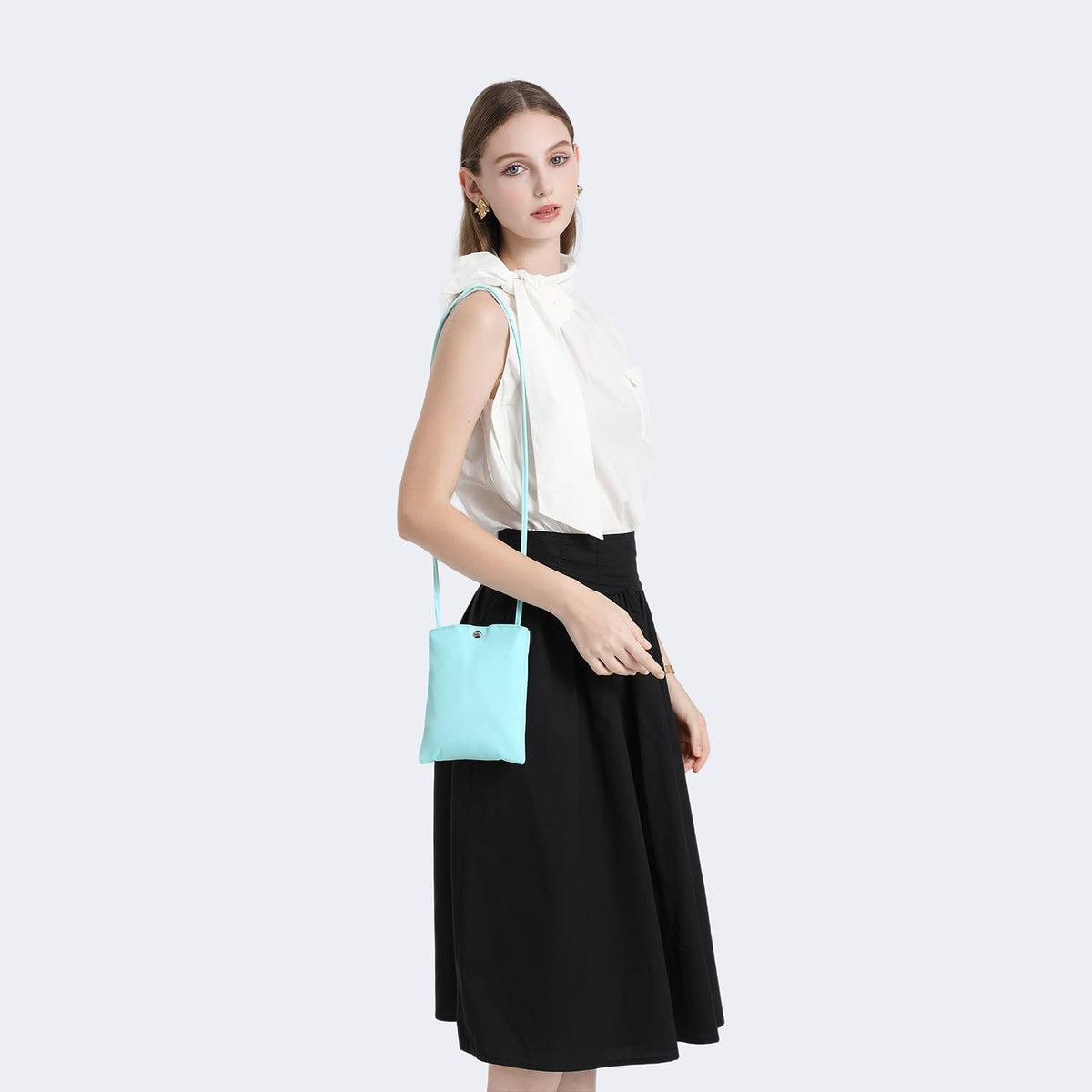 Pure Nylon Mobile Phone Bag Mini Cloth Bag ins Style Japanese Simple and Versatile Messenger Small Square Bag