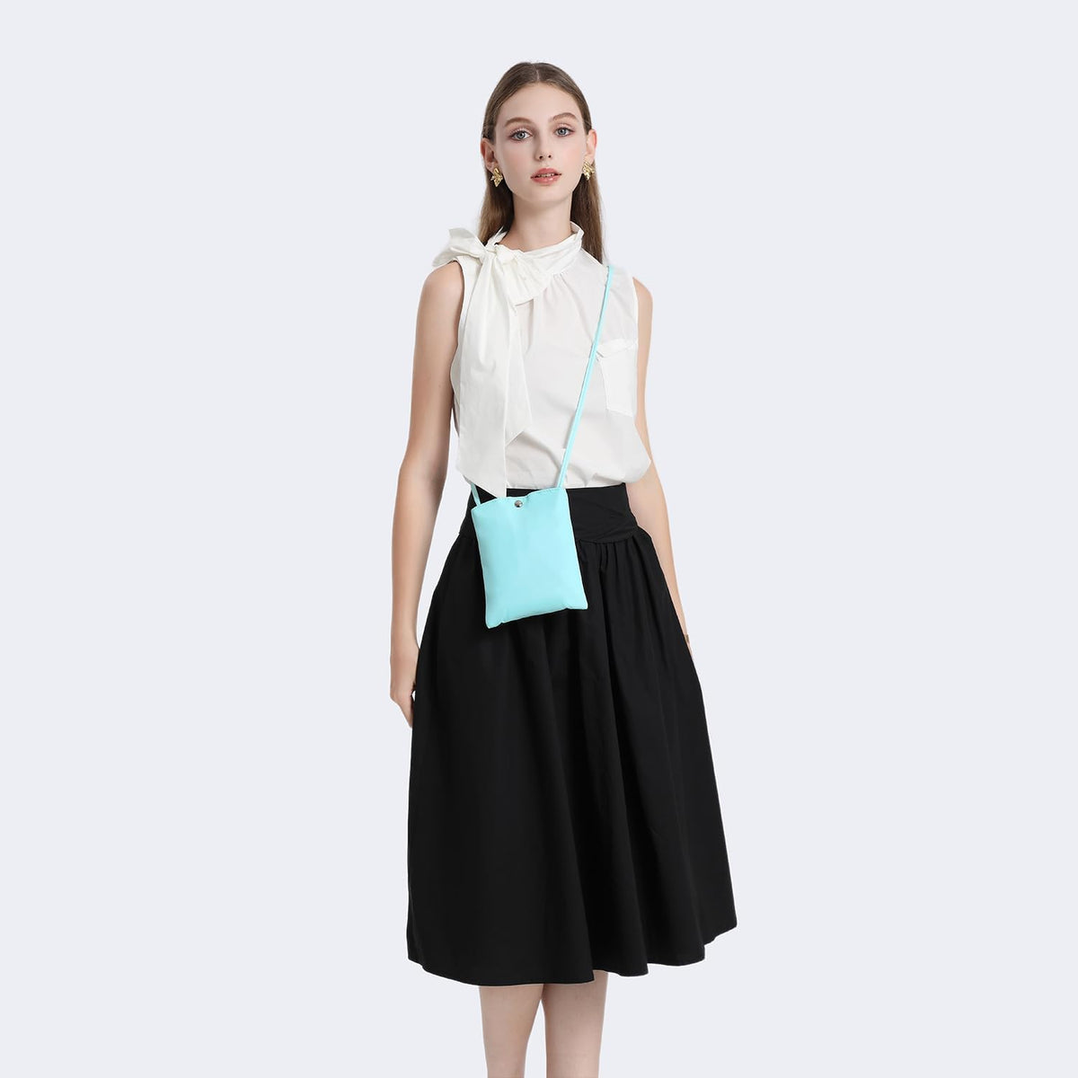 Pure Nylon Mobile Phone Bag Mini Cloth Bag ins Style Japanese Simple and Versatile Messenger Small Square Bag