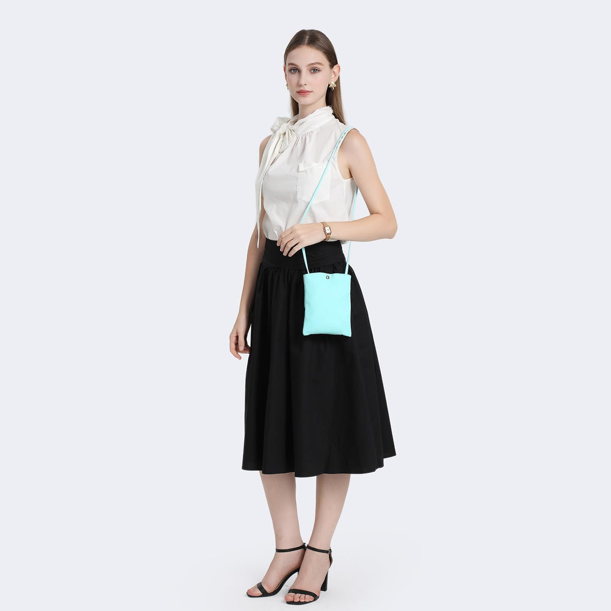Pure Nylon Mobile Phone Bag Mini Cloth Bag ins Style Japanese Simple and Versatile Messenger Small Square Bag