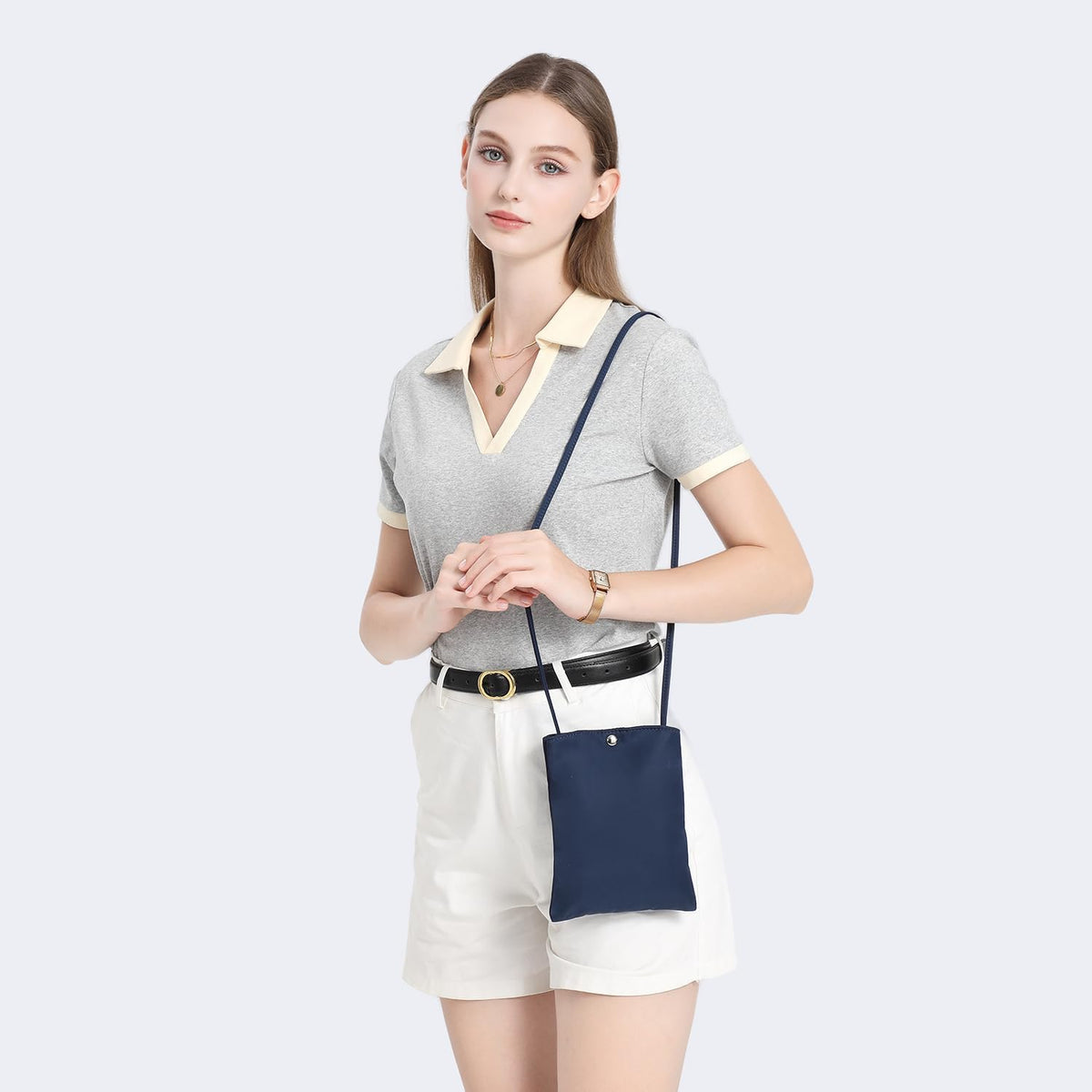 Pure Nylon Mobile Phone Bag Mini Cloth Bag ins Style Japanese Simple and Versatile Messenger Small Square Bag