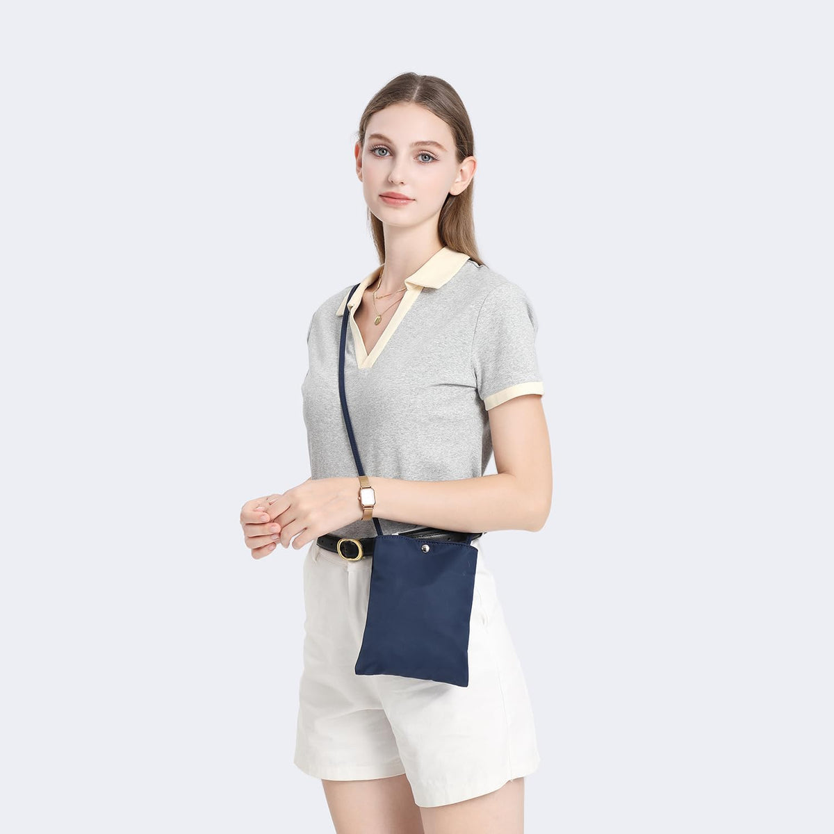 Pure Nylon Mobile Phone Bag Mini Cloth Bag ins Style Japanese Simple and Versatile Messenger Small Square Bag