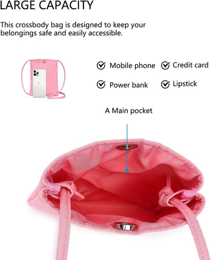 Pure Nylon Mobile Phone Bag Mini Cloth Bag ins Style Japanese Simple and Versatile Messenger Small Square Bag