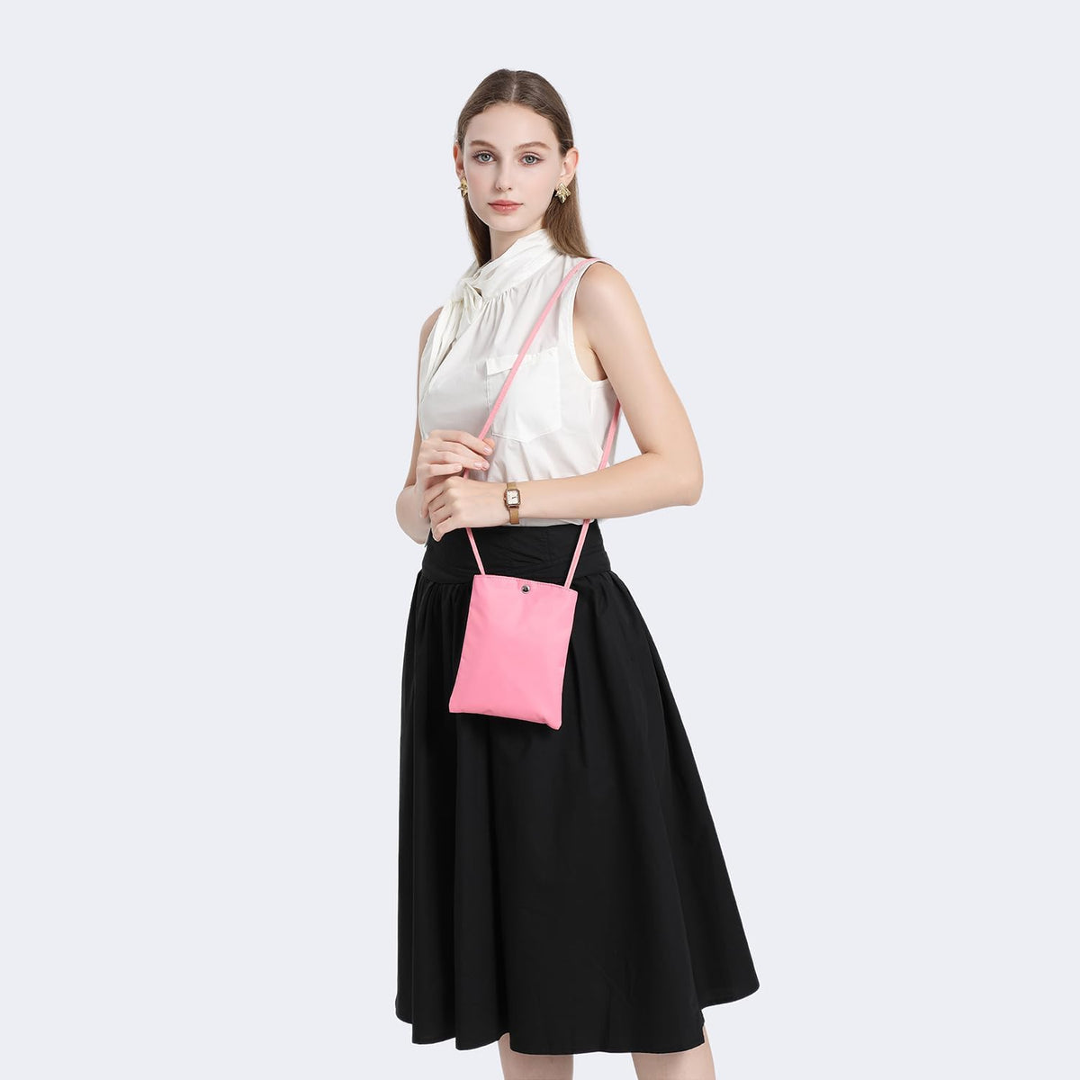 Pure Nylon Mobile Phone Bag Mini Cloth Bag ins Style Japanese Simple and Versatile Messenger Small Square Bag