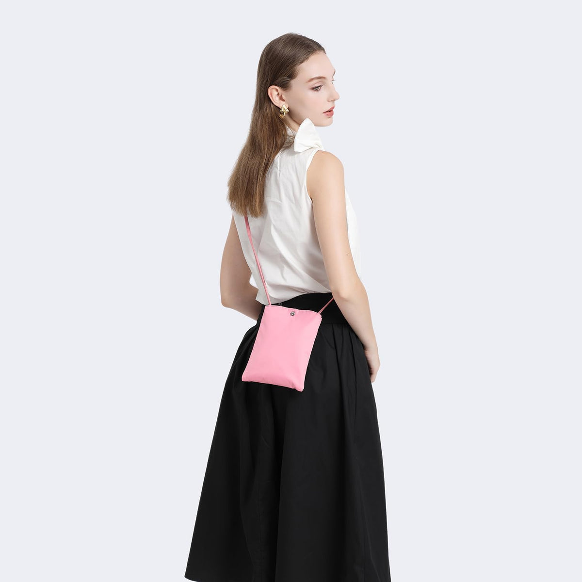 Pure Nylon Mobile Phone Bag Mini Cloth Bag ins Style Japanese Simple and Versatile Messenger Small Square Bag