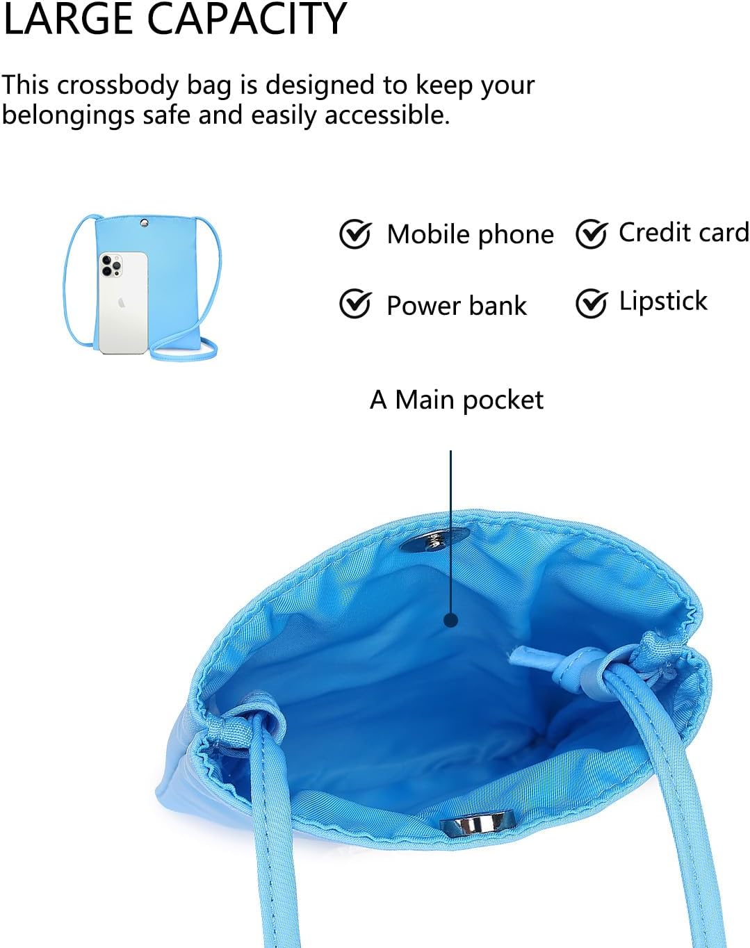 Pure Nylon Mobile Phone Bag Mini Cloth Bag ins Style Japanese Simple and Versatile Messenger Small Square Bag