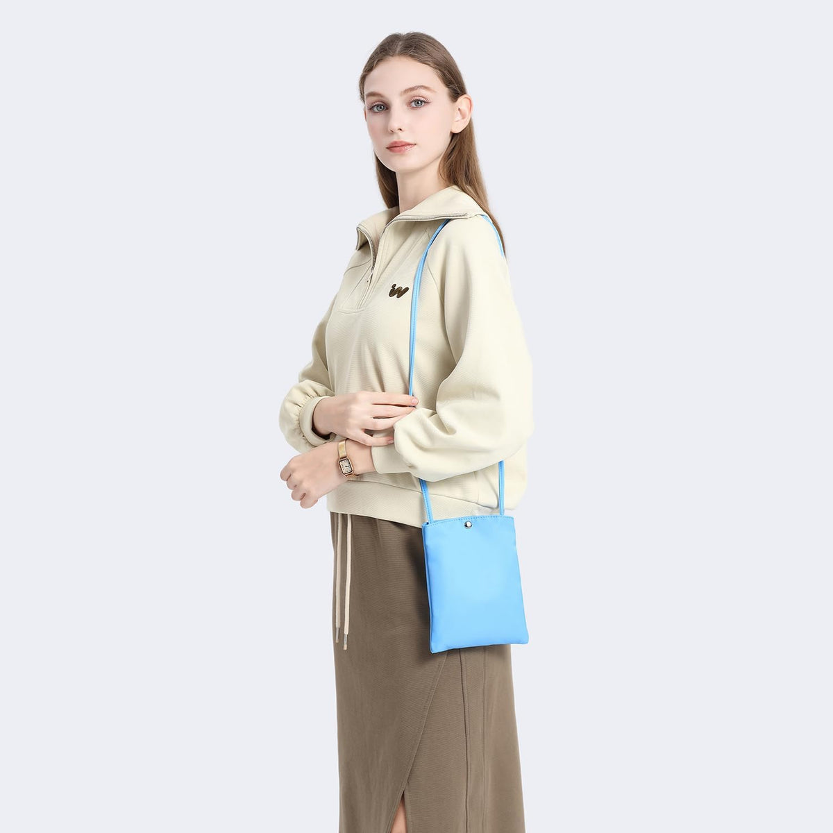 Pure Nylon Mobile Phone Bag Mini Cloth Bag ins Style Japanese Simple and Versatile Messenger Small Square Bag