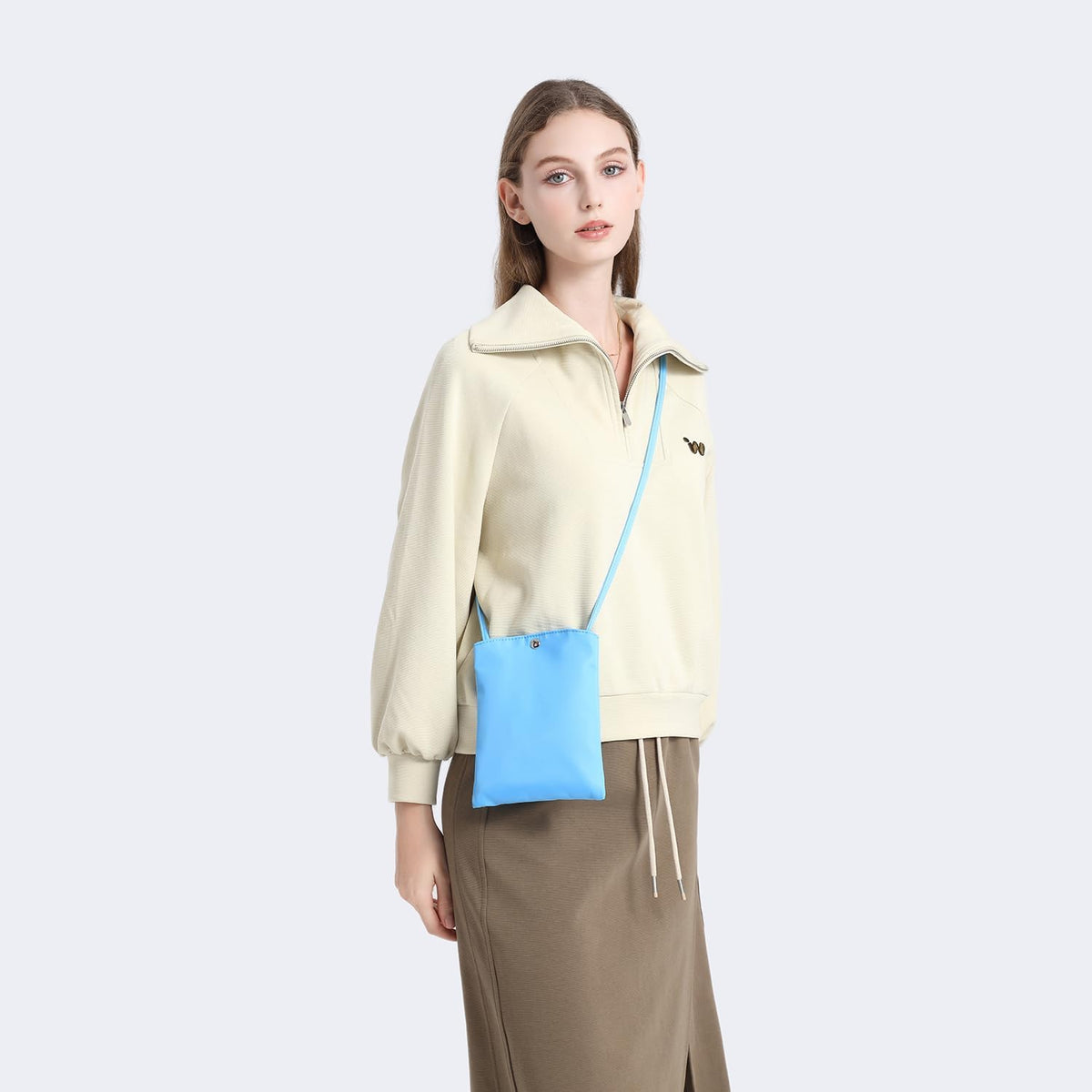 Pure Nylon Mobile Phone Bag Mini Cloth Bag ins Style Japanese Simple and Versatile Messenger Small Square Bag