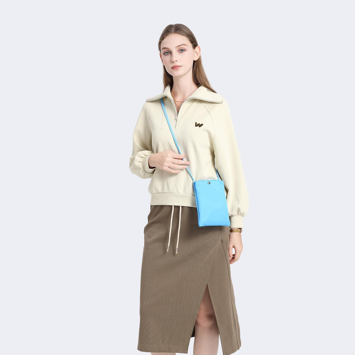 Pure Nylon Mobile Phone Bag Mini Cloth Bag ins Style Japanese Simple and Versatile Messenger Small Square Bag