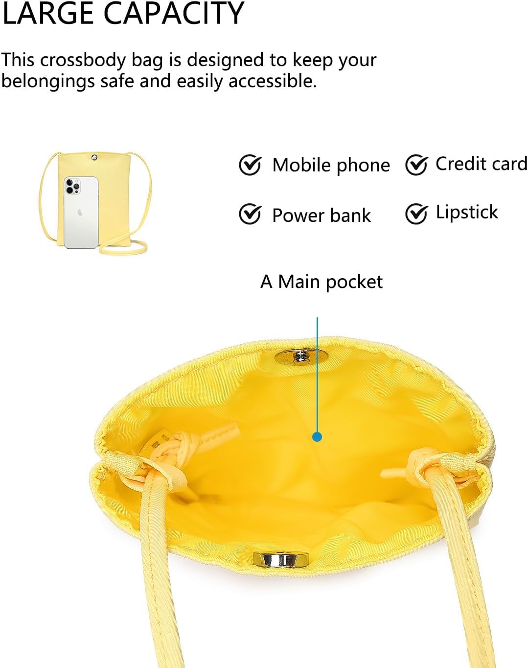 Pure Nylon Mobile Phone Bag Mini Cloth Bag ins Style Japanese Simple and Versatile Messenger Small Square Bag