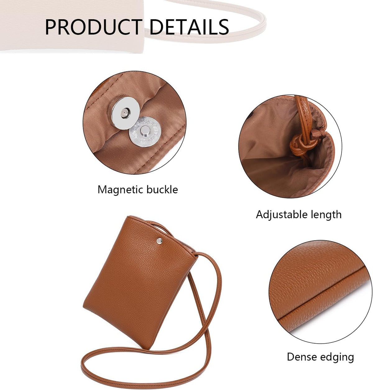 Pure Nylon Mobile Phone Bag Mini Cloth Bag ins Style Japanese Simple and Versatile Messenger Small Square Bag