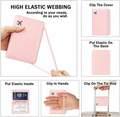 RFID Blocking Passport Holder for Travel – PU Leather Waterproof Lightweight Passport Cover Wallet for Women Men, Travel Organizer with Card Slots for Airline Tickets & Passport Book, Purple
