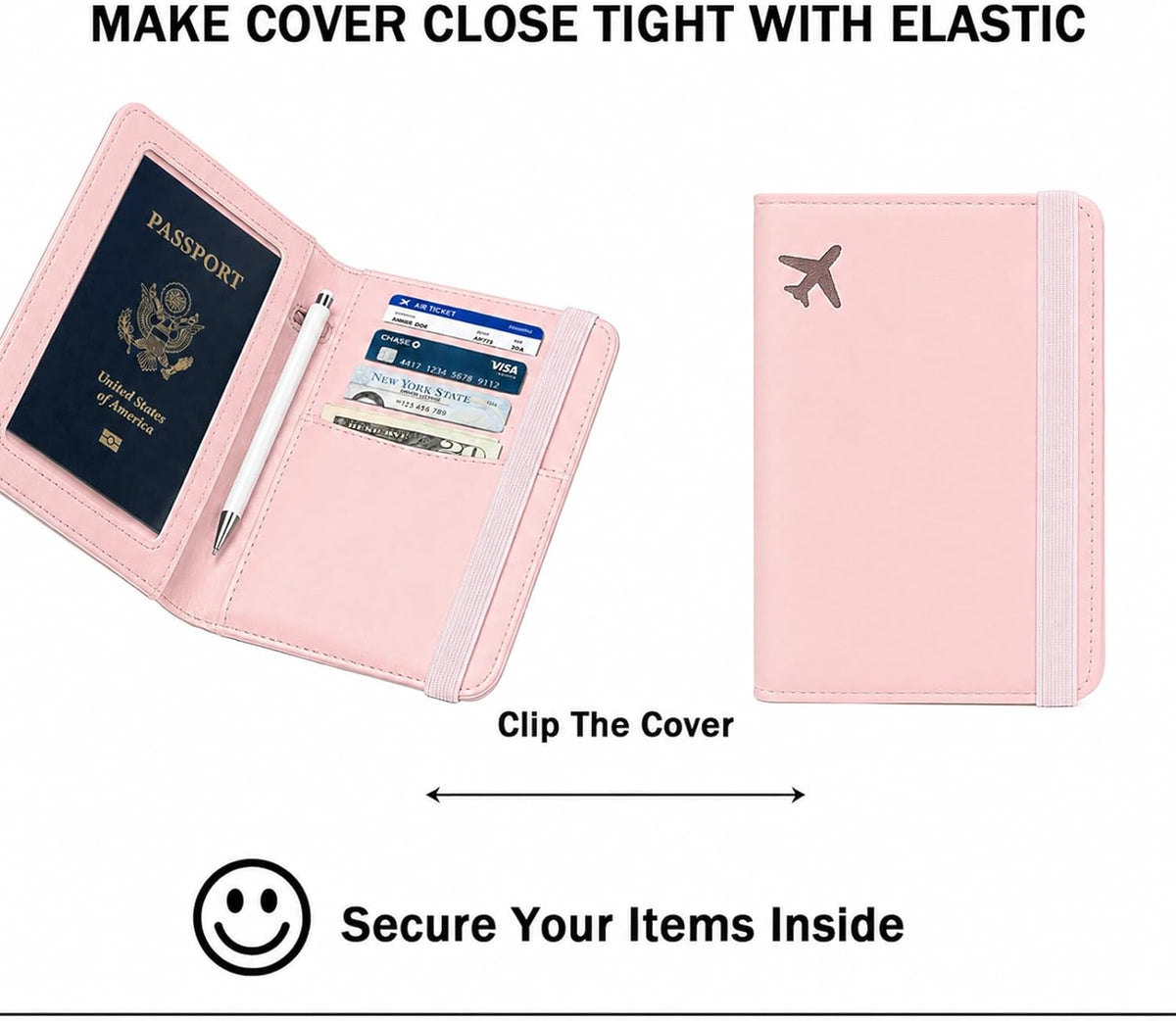 RFID Blocking Passport Holder for Travel – PU Leather Waterproof Lightweight Passport Cover Wallet for Women Men, Travel Organizer with Card Slots for Airline Tickets & Passport Book, Purple