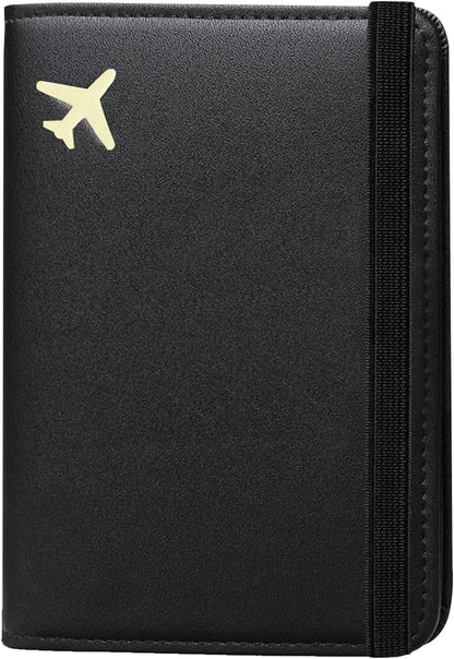 RFID Blocking Passport Holder for Travel – PU Leather Waterproof Lightweight Passport Cover Wallet for Women Men, Travel Organizer with Card Slots for Airline Tickets & Passport Book, Purple