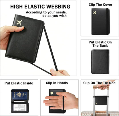 RFID Blocking Passport Holder for Travel – PU Leather Waterproof Lightweight Passport Cover Wallet for Women Men, Travel Organizer with Card Slots for Airline Tickets & Passport Book, Purple