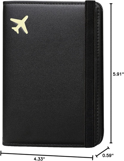 RFID Blocking Passport Holder for Travel – PU Leather Waterproof Lightweight Passport Cover Wallet for Women Men, Travel Organizer with Card Slots for Airline Tickets & Passport Book, Purple