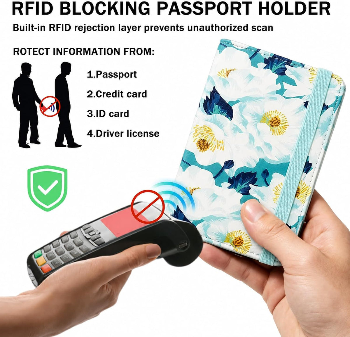 RFID Blocking Passport Holder for Travel – PU Leather Waterproof Lightweight Passport Cover Wallet for Women Men, Travel Organizer with Card Slots for Airline Tickets & Passport Book, Purple