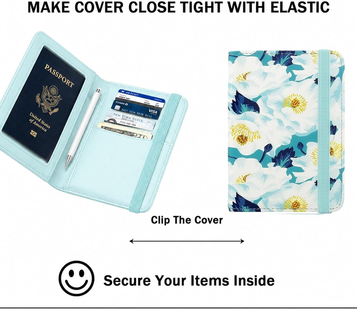 RFID Blocking Passport Holder for Travel – PU Leather Waterproof Lightweight Passport Cover Wallet for Women Men, Travel Organizer with Card Slots for Airline Tickets & Passport Book, Purple