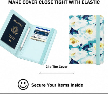 RFID Blocking Passport Holder for Travel – PU Leather Waterproof Lightweight Passport Cover Wallet for Women Men, Travel Organizer with Card Slots for Airline Tickets & Passport Book, Purple