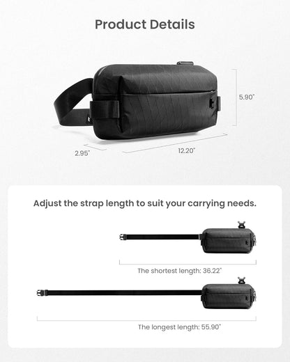 Compact EDC Sling Bag 3L-10L, Minimalist Crossbody Bag Chest Shoulder Pack for Men Women, X-pac/Recycled Polyester