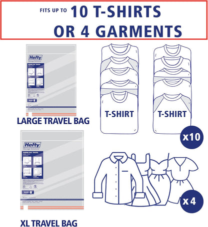 Shrink-Pak Large Travel Bags - Airtight Storage Bags for Maximum Space Saving, Travel Essentials, Ideal for Packing, Durable, Reliable Compression with Sealed Protection