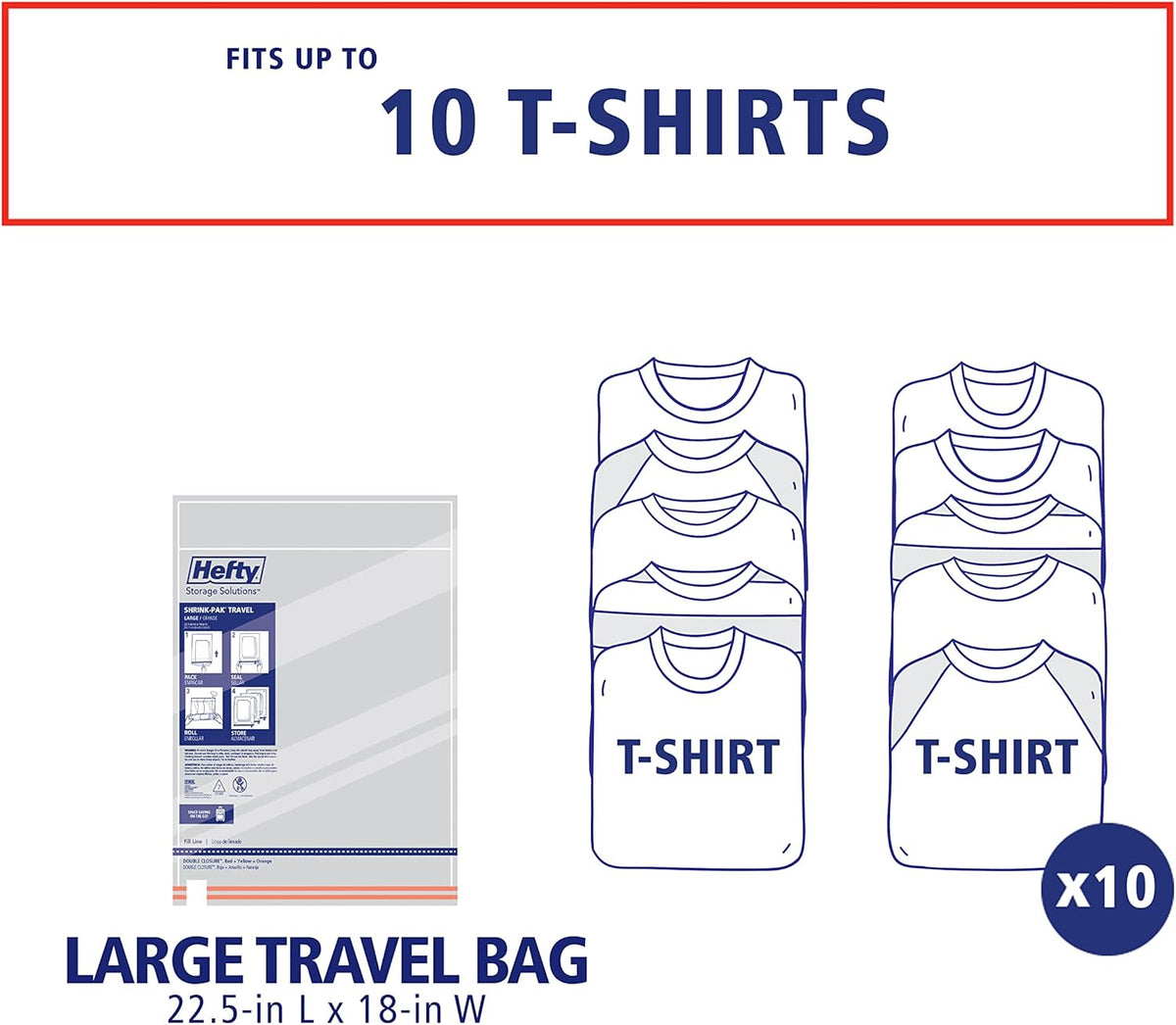 Shrink-Pak Large Travel Bags - Airtight Storage Bags for Maximum Space Saving, Travel Essentials, Ideal for Packing, Durable, Reliable Compression with Sealed Protection