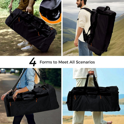 110L 120L Rolling Duffel Bag with Wheels - 28 Inch Heavy Duty No Sag Waterproof Travel Duffel, Foldable Lightweight Luggage with Shoulder Straps Dividers for Camping Cargo Air Travel