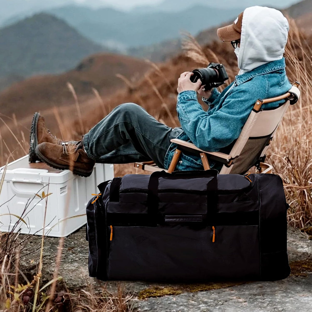110L 120L Rolling Duffel Bag with Wheels - 28 Inch Heavy Duty No Sag Waterproof Travel Duffel, Foldable Lightweight Luggage with Shoulder Straps Dividers for Camping Cargo Air Travel