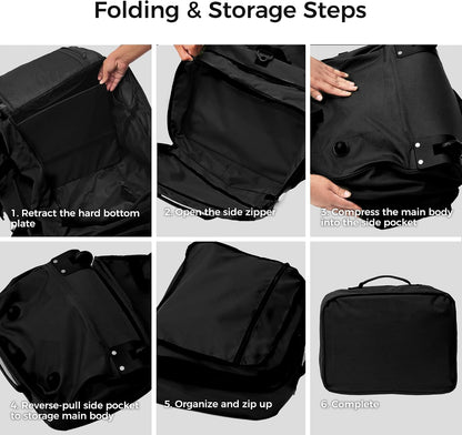 110L 120L Rolling Duffel Bag with Wheels - 28 Inch Heavy Duty No Sag Waterproof Travel Duffel, Foldable Lightweight Luggage with Shoulder Straps Dividers for Camping Cargo Air Travel