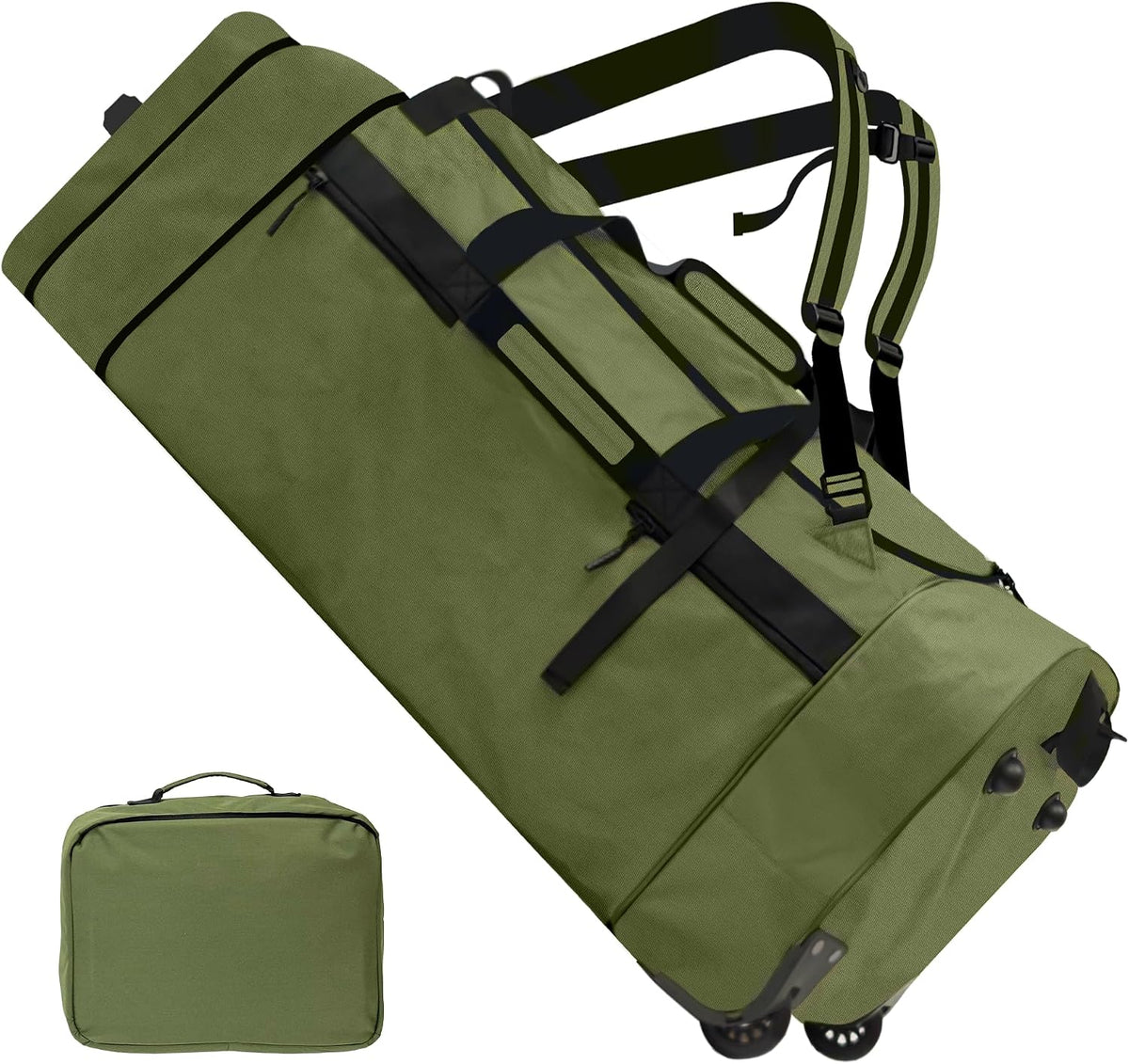110L 120L Rolling Duffel Bag with Wheels - 28 Inch Heavy Duty No Sag Waterproof Travel Duffel, Foldable Lightweight Luggage with Shoulder Straps Dividers for Camping Cargo Air Travel