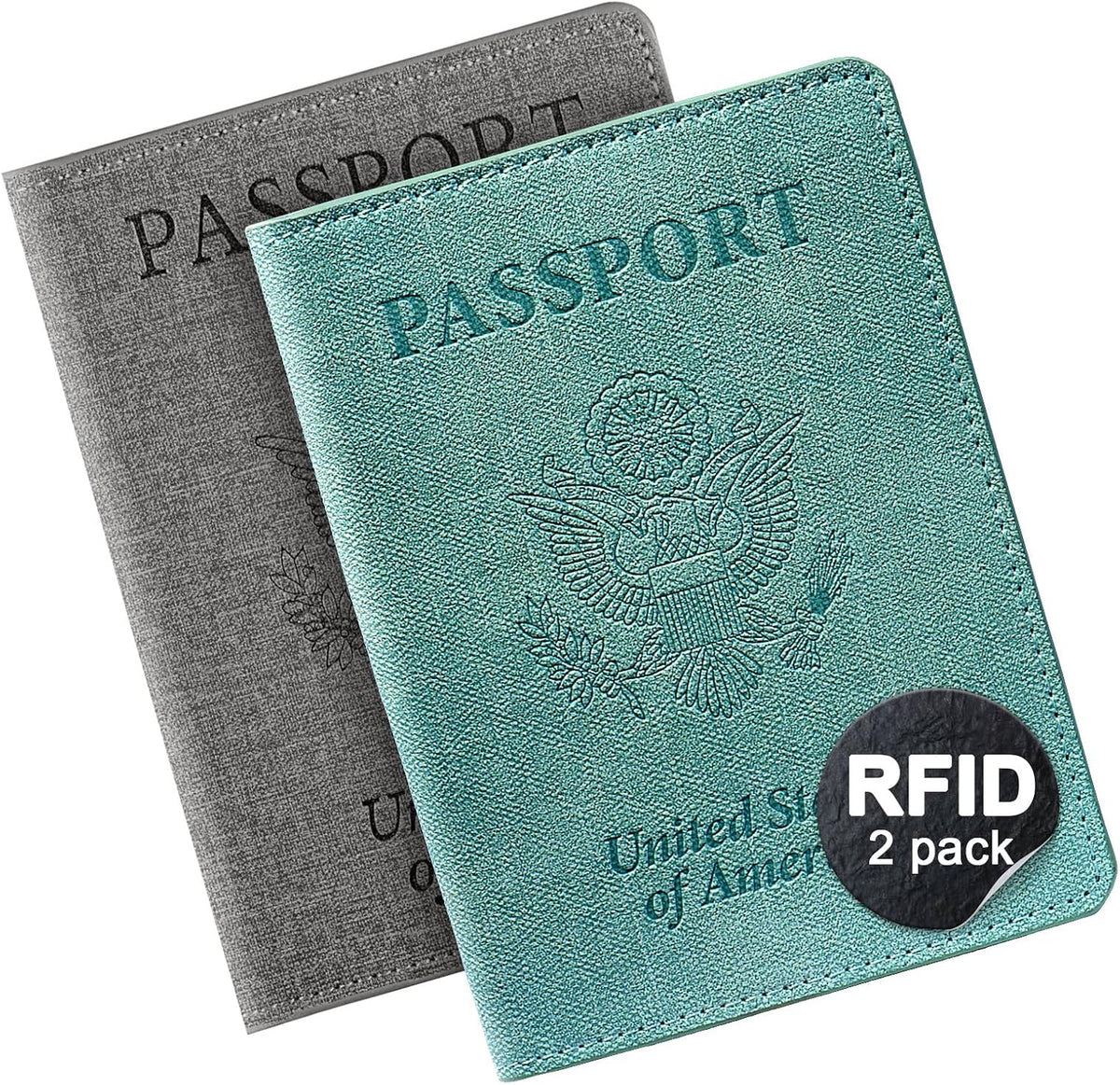Passport Cover With Card Slots RFID Blocking-White&Black | PU Leather Lightweight slim travel passport cover wallet with 4pcs RFID Blocking Credit/ID card slots