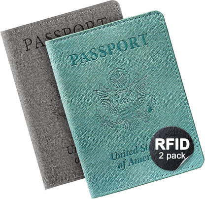 Passport Cover With Card Slots RFID Blocking-White&Black | PU Leather Lightweight slim travel passport cover wallet with 4pcs RFID Blocking Credit/ID card slots