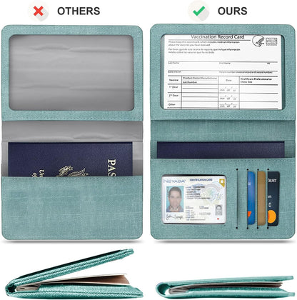 Passport Cover With Card Slots RFID Blocking-White&Black | PU Leather Lightweight slim travel passport cover wallet with 4pcs RFID Blocking Credit/ID card slots