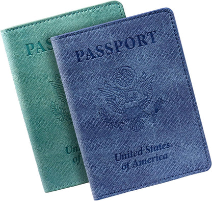 Passport Cover With Card Slots RFID Blocking-White&Black | PU Leather Lightweight slim travel passport cover wallet with 4pcs RFID Blocking Credit/ID card slots