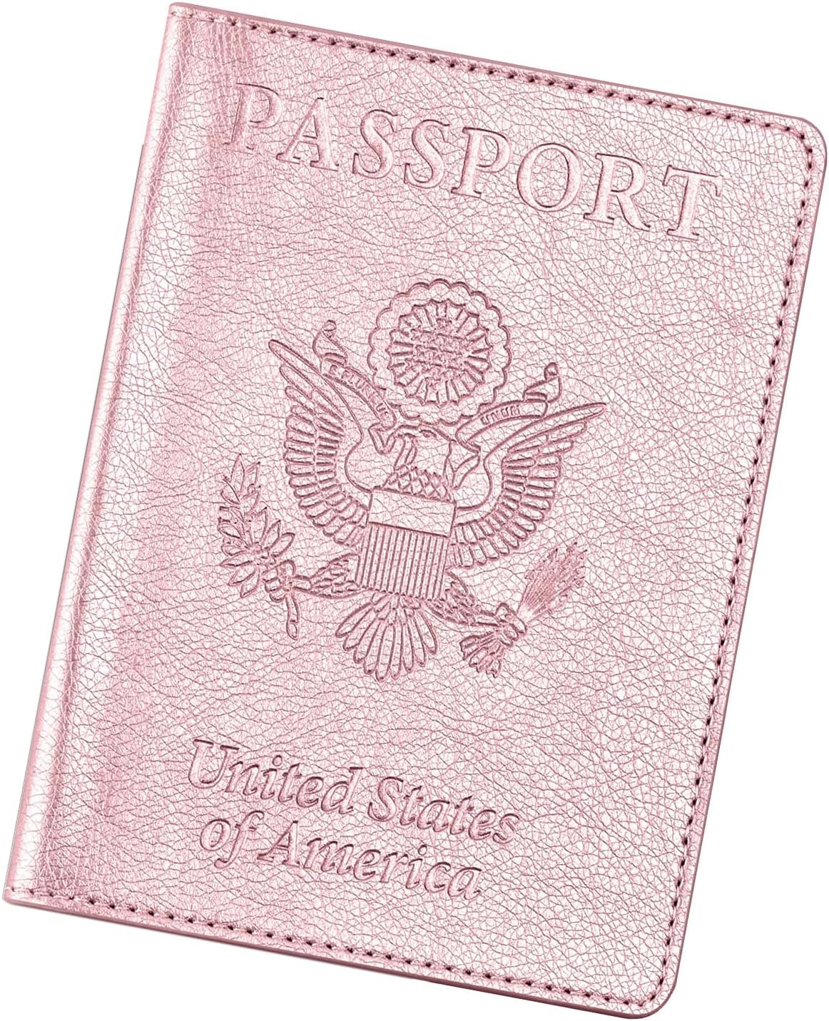 Passport Cover With Card Slots RFID Blocking-White&Black | PU Leather Lightweight slim travel passport cover wallet with 4pcs RFID Blocking Credit/ID card slots