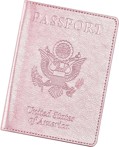 Passport Cover With Card Slots RFID Blocking-White&Black | PU Leather Lightweight slim travel passport cover wallet with 4pcs RFID Blocking Credit/ID card slots
