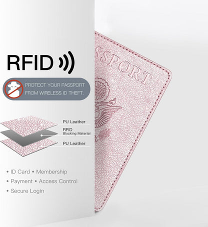 Passport Cover With Card Slots RFID Blocking-White&Black | PU Leather Lightweight slim travel passport cover wallet with 4pcs RFID Blocking Credit/ID card slots