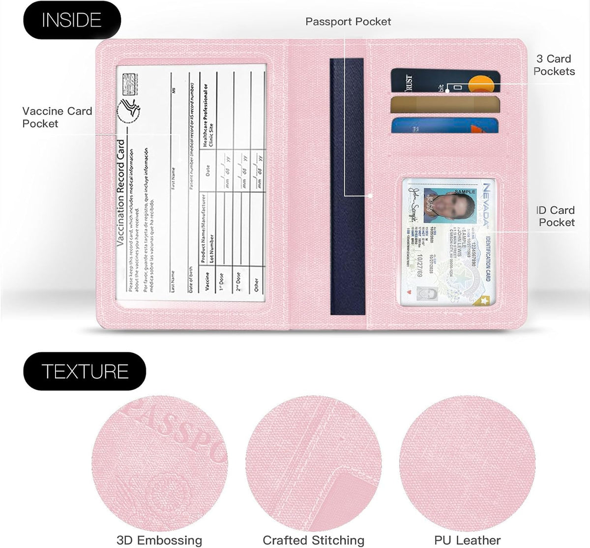Passport Cover With Card Slots RFID Blocking-White&Black | PU Leather Lightweight slim travel passport cover wallet with 4pcs RFID Blocking Credit/ID card slots