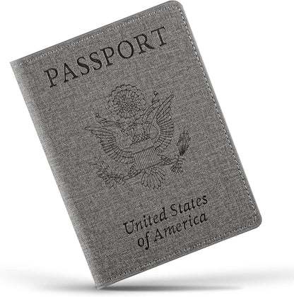 Passport Cover With Card Slots RFID Blocking-White&Black | PU Leather Lightweight slim travel passport cover wallet with 4pcs RFID Blocking Credit/ID card slots