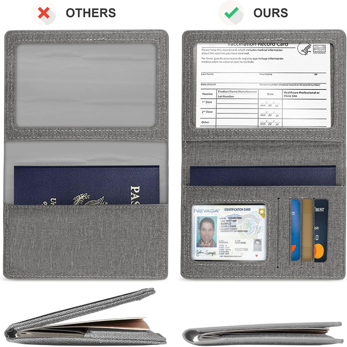 Passport Cover With Card Slots RFID Blocking-White&Black | PU Leather Lightweight slim travel passport cover wallet with 4pcs RFID Blocking Credit/ID card slots