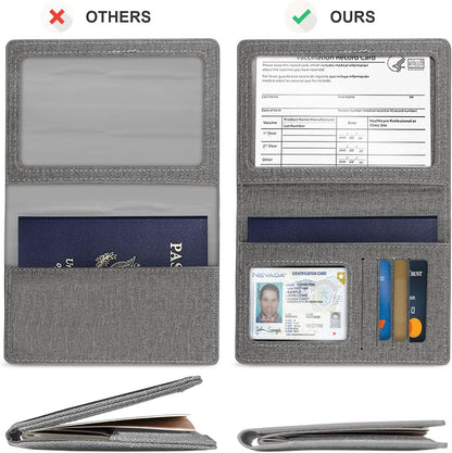 Passport Cover With Card Slots RFID Blocking-White&Black | PU Leather Lightweight slim travel passport cover wallet with 4pcs RFID Blocking Credit/ID card slots