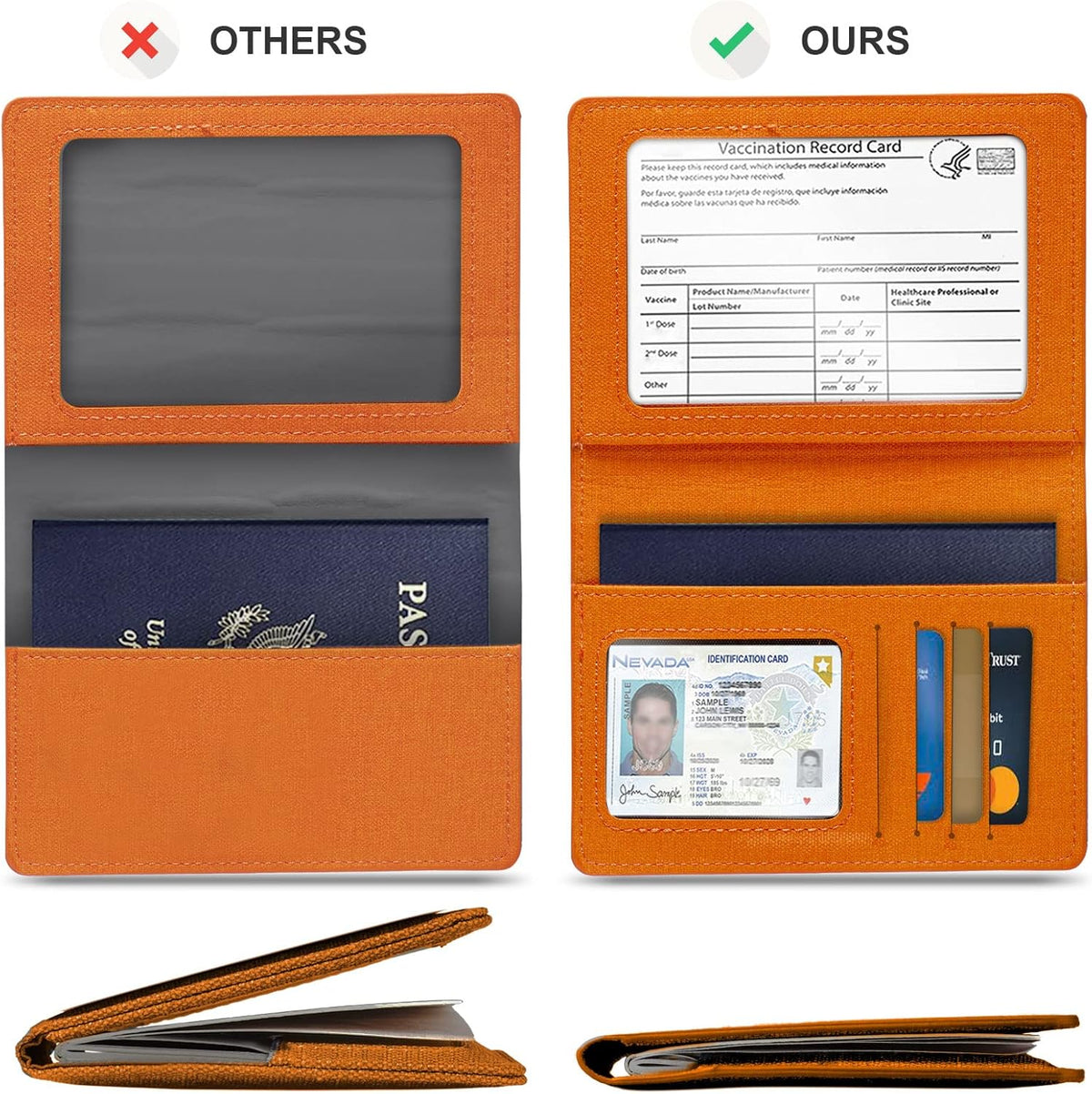 Passport Cover With Card Slots RFID Blocking-White&Black | PU Leather Lightweight slim travel passport cover wallet with 4pcs RFID Blocking Credit/ID card slots