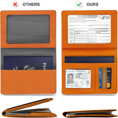 Passport Cover With Card Slots RFID Blocking-White&Black | PU Leather Lightweight slim travel passport cover wallet with 4pcs RFID Blocking Credit/ID card slots
