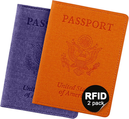Passport Cover With Card Slots RFID Blocking-White&Black | PU Leather Lightweight slim travel passport cover wallet with 4pcs RFID Blocking Credit/ID card slots