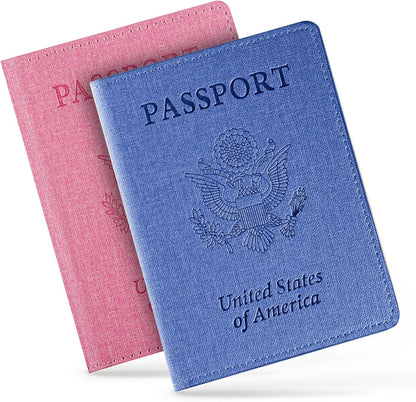 Passport Cover With Card Slots RFID Blocking-White&Black | PU Leather Lightweight slim travel passport cover wallet with 4pcs RFID Blocking Credit/ID card slots