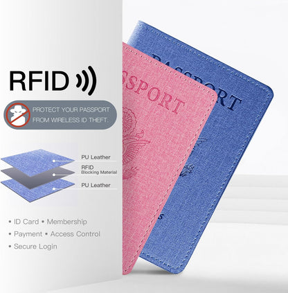 Passport Cover With Card Slots RFID Blocking-White&Black | PU Leather Lightweight slim travel passport cover wallet with 4pcs RFID Blocking Credit/ID card slots