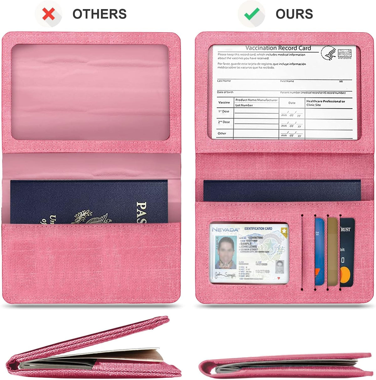 Passport Cover With Card Slots RFID Blocking-White&Black | PU Leather Lightweight slim travel passport cover wallet with 4pcs RFID Blocking Credit/ID card slots