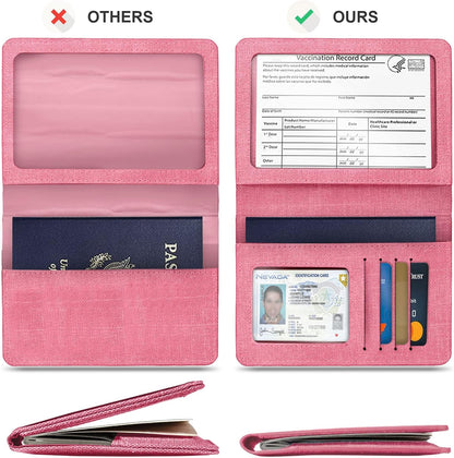 Passport Cover With Card Slots RFID Blocking-White&Black | PU Leather Lightweight slim travel passport cover wallet with 4pcs RFID Blocking Credit/ID card slots