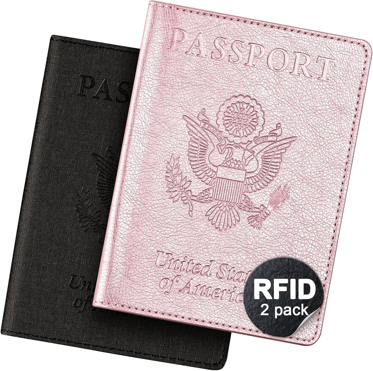 Passport Cover With Card Slots RFID Blocking-White&Black | PU Leather Lightweight slim travel passport cover wallet with 4pcs RFID Blocking Credit/ID card slots