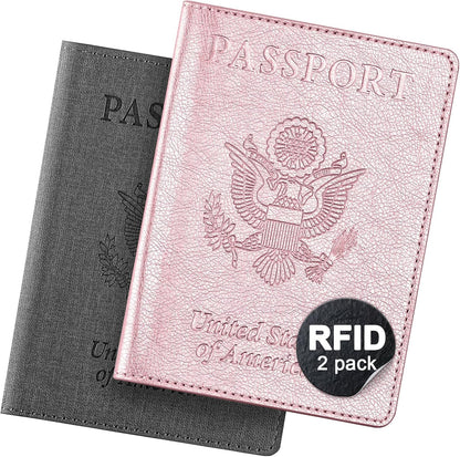 Passport Cover With Card Slots RFID Blocking-White&Black | PU Leather Lightweight slim travel passport cover wallet with 4pcs RFID Blocking Credit/ID card slots