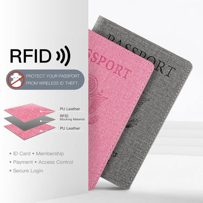 Passport Cover With Card Slots RFID Blocking-White&Black | PU Leather Lightweight slim travel passport cover wallet with 4pcs RFID Blocking Credit/ID card slots